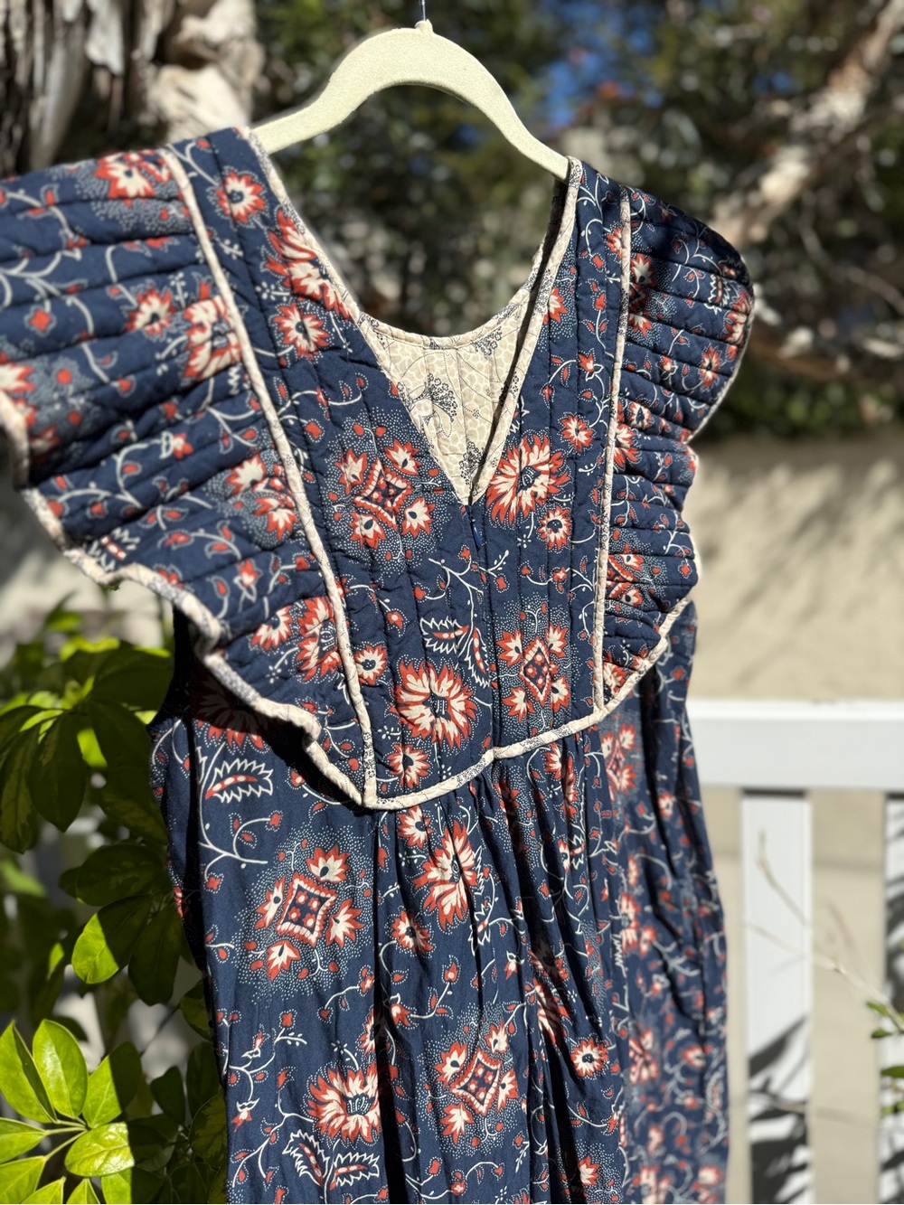 SEA New York quilted fall cottagecore boho Floral Maxi Dress pockets Ruffle - Picture 5 of 16